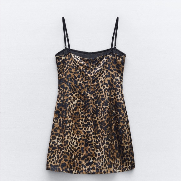 NWT Zara leopard cheetah combination mini dress - Picture 4 of 10